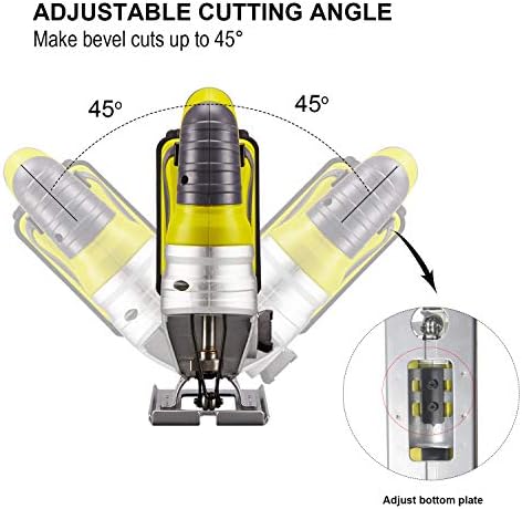 DEWINNER Cordless Jigsaw, Electric Saw Tool, Variable Speed for Bevel Cutting Led Light, Include 2.0Ah Li-ion 20V MAX Battery and Fast Charger,5*Blades, Tool-Less Blade Change for Wood Metal Cutting