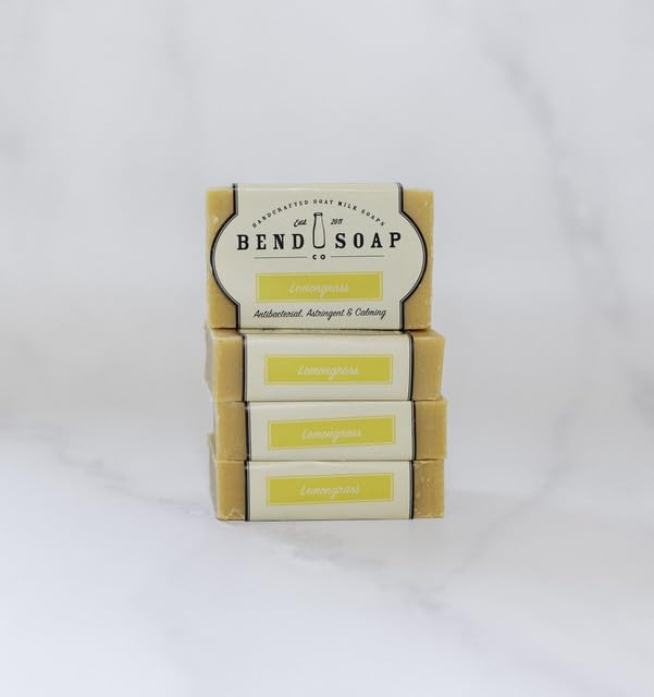 Bend Soap Company Sabonete artesanal de leite de cabra com fragrância de capim-limão, Pacote com 4 barras de 128 g