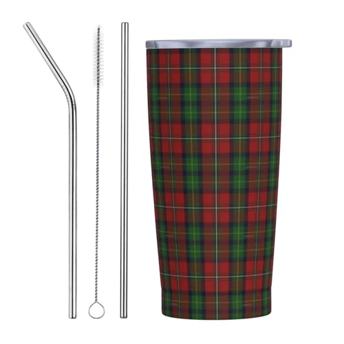 EOQIFJM Boyd Clan Tartan 20oz Stainless Steel Travel Tumbler With Straw Lid For Hot Cold Drinks For Car/Camping