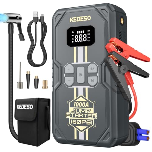 Car Jump Starter with Air Compressor 160PSI,Portable Battery Jumper Starter