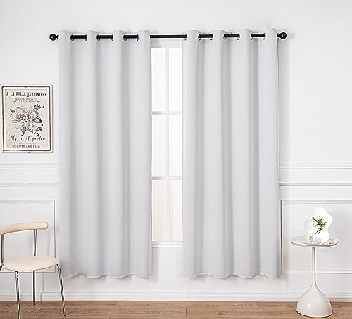 PI Blackout Curtain Panels,Thermal Insulated Energy Saving Grommet Window Treatment for Living Room/Bedroom/Glassdoor 1 Panel (Grey White,W52XL80)