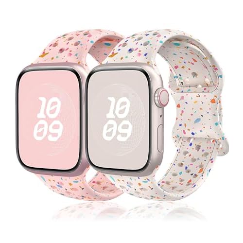 2 Pack Correa para Apple Watch 45mm 40mm 44mm 42mm 46mm 49mm 41mm 38mm,Band Silicona para Apple Watch Series10 9 8 7 6 5 4 3 SE Ultra 2/1 Nike Reloj Pulsera iWatch Band,Correas Deportiva Hombre/Mujer