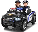 BTMWAY 24V Police Car Toys for Big Kids, Licensed RAM 1500 RHO 2 Seater Electric Car with Remote Control, Toddler Ride on Cars w/4 Wheels Suspension, Sirens, Bluetooth (Midnight Black)