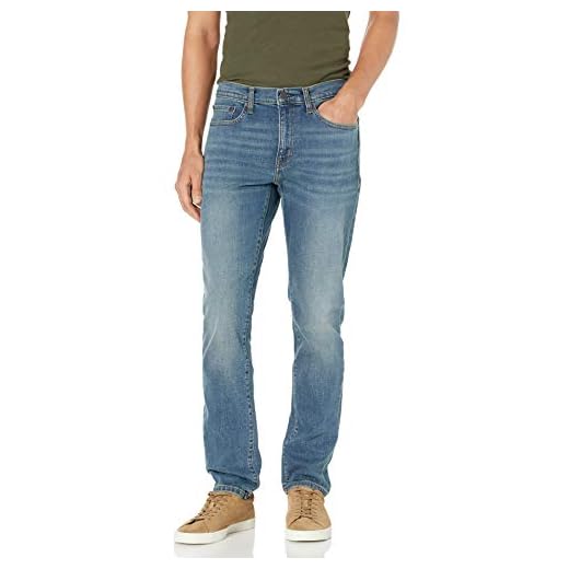 Amazon Essentials Jean Slim - couleurs abandonnées Homme, Bleu Moyen Vintage, 34W / 32L