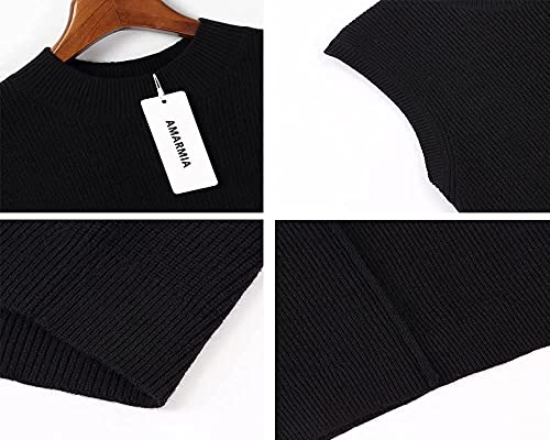 Amarmia Women's Mock Neck Knit Sweater Vest Sleeveless Casual Trendy Summer Ribbed Pullover Tank Tops Black #TOP3