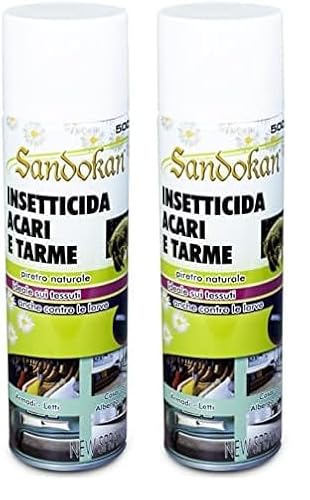 Acaricida Spray 500ML per Letti e Vestiti, Antiacaro Anche per le Tarme dei Vestiti Piretro Naturale (Confezione da 2)