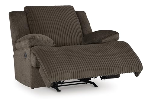 Signature Design by Ashley Top Tier Rocker Recliner Chair, Oversized Wide Seat, Cozy Corduroy Velvet Polyester Upholstery, Manual Pull Tab Lounge Chair for Living Room, No Assembly Required, Chocolate - image 8