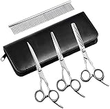 Dog Grooming Scissors,Pet Grooming Scissors with Thinning,Straight,Curved Down Shears great for Groo