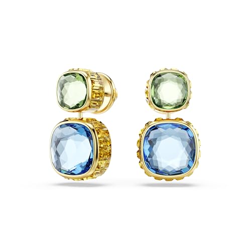 Swarovski Chroma drop earrings, Cushion cut, Multicolored, Gold-tone finish by Swarovski - Image 2