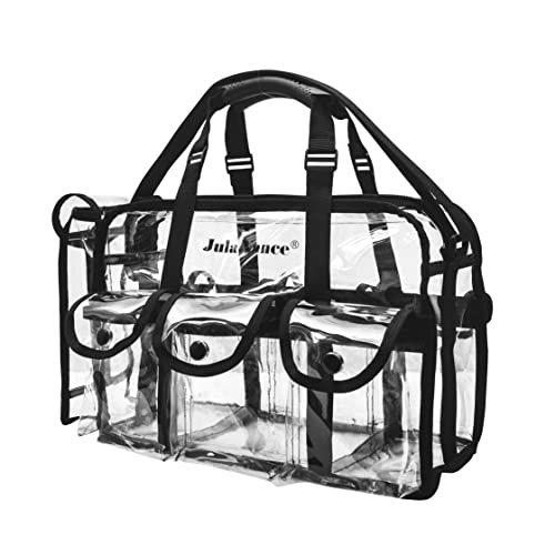 Jula Vance Professional Clear PVC Makeup Kits Organizer Make up Set Bag MUA Carry All Artist Transparent Vinyl Travel Cosmetic Bag with 6 External Pockets & Tissue Holder - Thumbnail 6