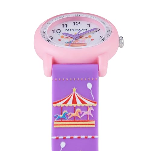 Image of Miykon Kids Watches for Boys and Girls - Educational Time-Telling Gift for Kids Aged 3-15, Toddlers, Preschoolers, and School-Aged Children - Easy to Read Analog Watch, Soft Resin Band, Japanese Quartz, 100M Water Resistant