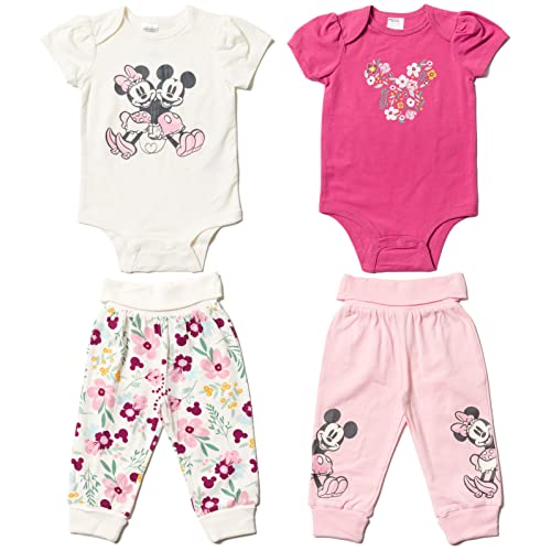 Disney Minnie Mouse Mickey Mouse Newborn Baby Girls Cuddly Bodysuits Pants White/Pink 0-3 Months #TOP20