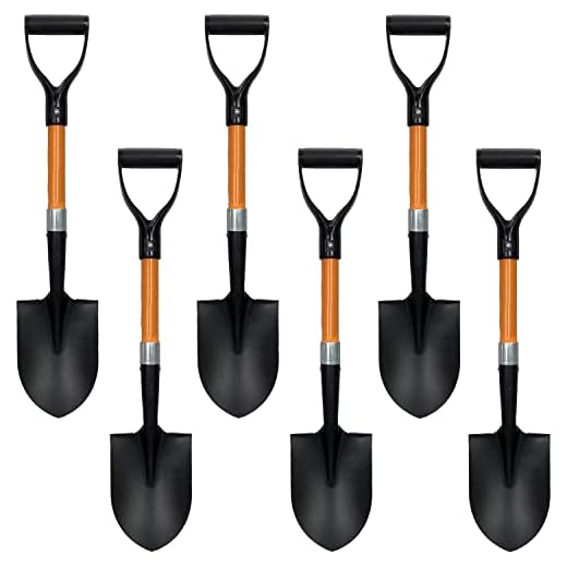 Ashman Short Handle Digging Shovel (6 Pack) Kids Beach Shovel, Shovel for Digging 27-inch with Sturdy Blade, Small Garden Shovel, Kids Snow Shovel, Shovels for Gardening with D- Handle Gardening Tools