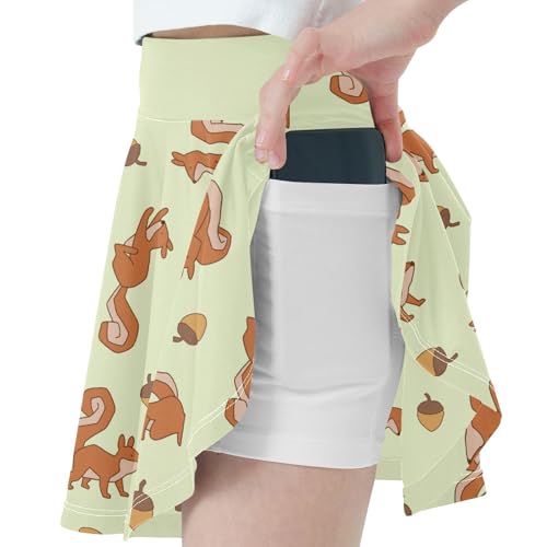Girls Skorts High Waist Athletic Skirts with Shorts Squirrel Stretchy Teens Performance Tennis2