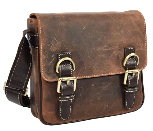 Bolso bandolera de piel auténtica Mayfair en color marrón | Tamaño pequeño con correa ajustable