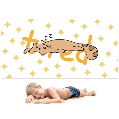 Cleanbear Kids Beach Towel - Soft Microfiber with Cute Tired Bear Design, Quick-Drying and Gentle, Ideal for Beach, Pool, Bath & Travel, Embrace Relaxation and Comfort