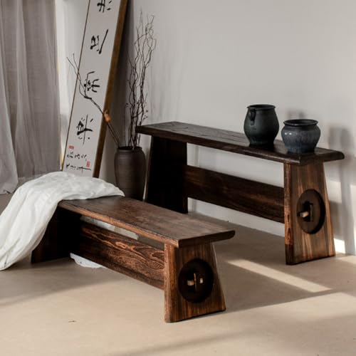 Banc rustique en bois d'acacia massif pour entrée de maison