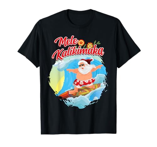 Christmas in July Hawaiian Santa Surfing Mele Kalikimaka T-Shirt
