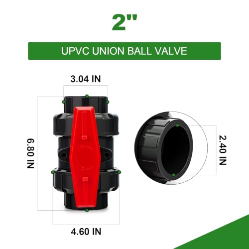 TAISHER 1pcs 2" UPVC True Union Ball Valve,With EPDM O-Rings and Reversible PTFE Seat,Control Valve for Swimming Pool Water System,Irrigation & Plumbing by TAISHER - Used condition - Image 2