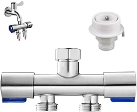 TVETE Faucet 2 Prong Branch Faucet Connector Water Supply Standard G1/2 Washing Machine Water Department Valve Connection Hose Accessories Stainless Steel Double Tap Corrosion Resistant Surface Treatment Leak Proof Laundry Bathroom Toilet Kitchen Balcony 