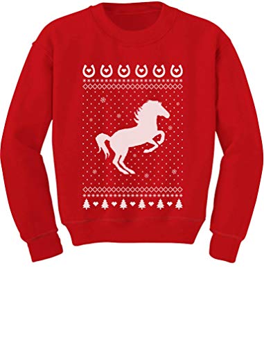 Tstars - Ugly Christmas Outfit Love Horses Youth Kids Sweatshirt - Main Image