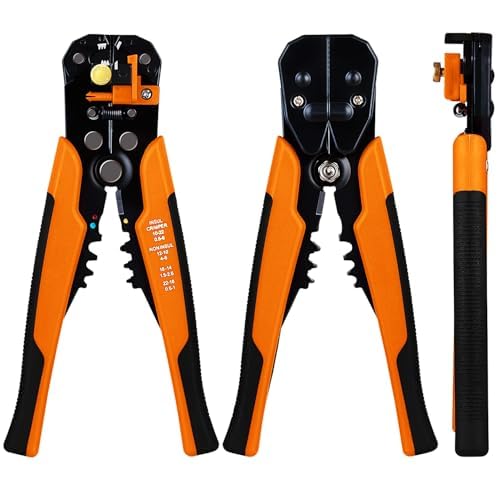ATEK 3 in 1 Wire Stripper, Automatic Wire Stripper with Spring Loaded Handles, Self-Adjustable Stripping Wire Cutter Pliers 10-22 AWG for Electricians, Circuit & Distribution Box Repair – Multicolor