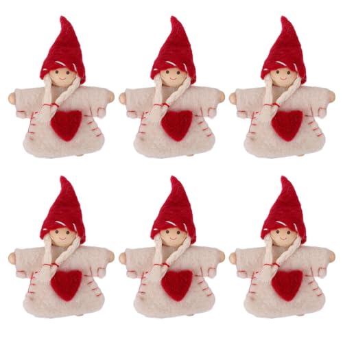 Felt Jewelry Scandinavian Wool Felt Christmas Ornaments 6-Piece Set Holiday Hanging Decorations for Xmas Tree Table Party Kids Safe Accessories