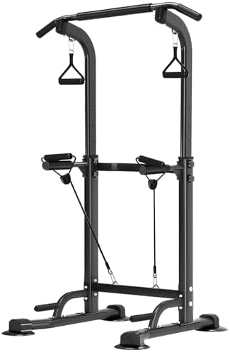 Leiblsufo Power Tower Dip Station, Multifunktional Fitness Turm klimmzugstange freistehend, Verstellbare Dipständer klimzuggerät …