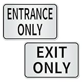 Zonon 2 Pcs Entrance Only and Exit Only Signs Set 80 Mil Aluminum 18 x 12 Inch White Reflective Background with Black Letters Safety for Enter Exit Parking Lot Garage Driveway Business Entrance
