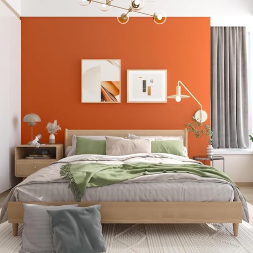 Image of Orange Solid Peel & Stick Vinyl Contact Paper - Self Adhesive Removable Wallpaper for Kitchen Cabinet, Furniture, Countertop - Waterproof 2 x 20 Feet