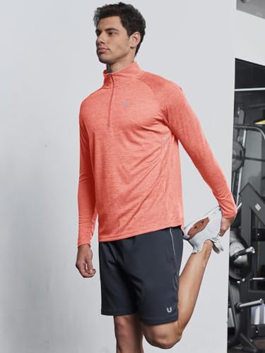 Image of NORTHYARD Men's Quarter Zip Pullover Athletic Running Shirt Long Sleeve | 1 /4 Zip Top, Quick Dry Lightweight, Moisture Wicking Breathable, Reflective Strips, Performance Workout Gym, Hiking Sports