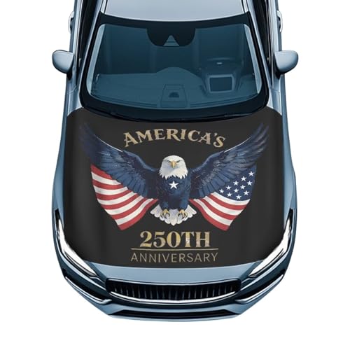 Image of Eagle Car Hood Cover 250th Anniversary American Flag Car Hood Cover Banner for Women Men Car Bonnet Banner 4th of July Auto Accessories Decor