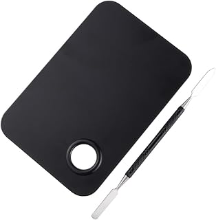 SHINEOFI Juego De 2 Piezas Paleta Belleza Bandeja de Mezcla de Maquillaje Herramienta Bandeja de Base Placa de Mezcla de Base Hacer Arte reparador uñas reparador de uñas Juego de uñas Black
