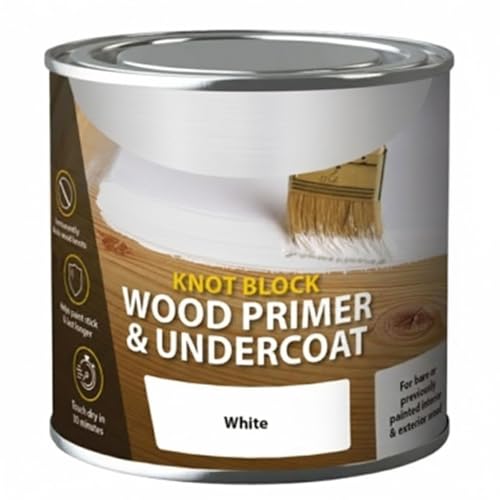 Image of Knot Block Wood Primer and Undercoat White, Quick-Drying, Easy-to-Apply, DIY Enthusiasts, Perfect for Doors, Windows, Frames, Interior and Exterior Use, 750ml