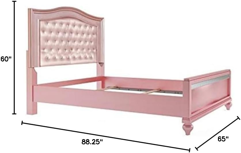 Furniture of America Paisley Contemporary Wood Queen Panel Bed in Rose Gold