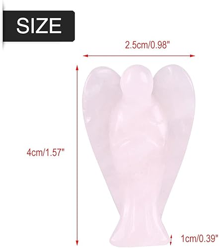 Miniatura 3 de FIYO Ángel de cristal rosa, cuarzo rosa, decoración en forma de ángel tallado de bolsillo con tarjeta de oración de serenidad, figura de piedra