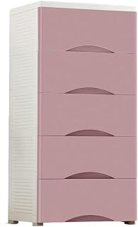 Armario infantil con 7 cajones, 50 cm de ancho y material plástico grueso, color rosa claro