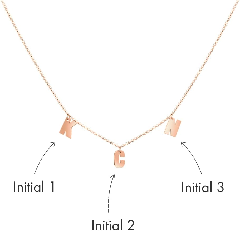 Modern Initial Necklace - Solid 10K Gold, Solid 14K Gold, Solid Sterling Silver, Custom Necklace, Select up to 6 Initials, Made by Jewlr