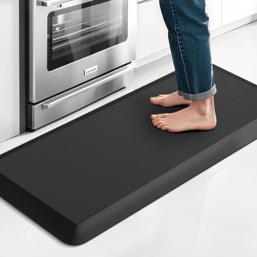 Kitchen Mat for Floor, Anti-Fatigue Mat Kitchen Rug, 17.3"x39"x0.8'', Black | Non-Slip, Water & Stain Resistant, Easy Clean, Floor Comfort Cushioned Standing Desk Mat, for Kitchen, Sink, Office, Home