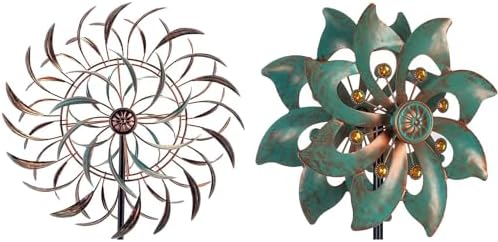 VEWOGARDEN 66 * 15.8 Inches Large + Double Blade 37 * 10inches Outdoor Metal Wind Spinners, 360 Degrees Swivel Wind Sculpture