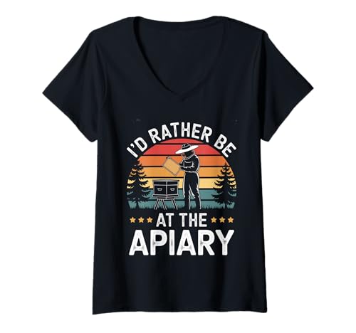 Mujer Prefiero estar en el Apiary Apicultor Vintage Apicultor Camiseta Cuello V