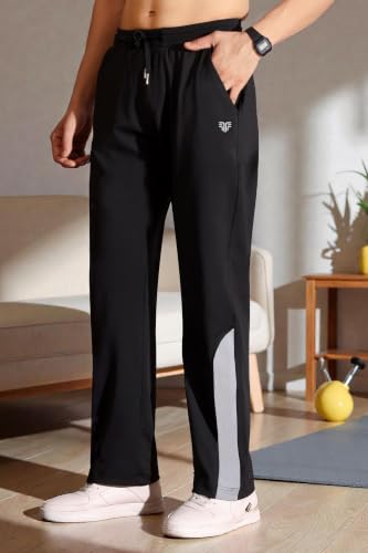 Image of Flapfit Men's Solid Pattern Spandex Track Pant with Ankle Length Drawstring Closure Type and Loose Fit Jogger Style