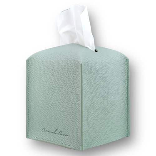 Connsole Casa Premium PU Leather Tissue Box Holder - Elegant Hotel-Style Tissue Box Cover for Home, Office & Car Décor, Tissues Cube Organizer for a Natural & Classic Look (Teal)