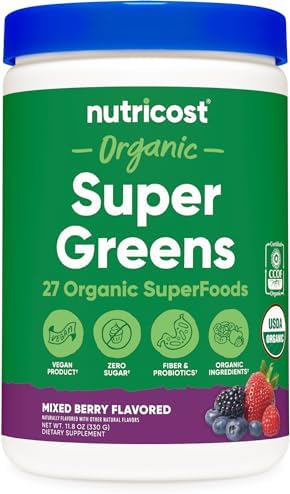 Country Farms Super Greens Powder Berry Flavor – 10.6 Oz, Gluten Free & Non-GMO