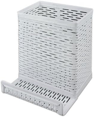 Urban Collection Punched Metal Pencil Cup/Cell Phone Stand, 3 1/2 x 3 1/2, White