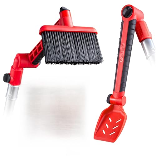 Multi-Angle Gutter Cleaning Tools from the Ground - Gutter Cleaner tool attachment for Threaded Poles - Gutter Scoop & Brush for rain gutter cleaning and leaf removal from Gutter Guard