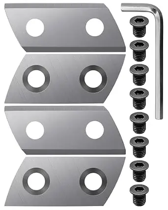 Wood Chipper Blades Compatible with Sun Joe CJ601E CJ602E Earthwise GS70015, 4Pcs Double-Sided Chipper Blade with L-Shaped Hex Key Wrench