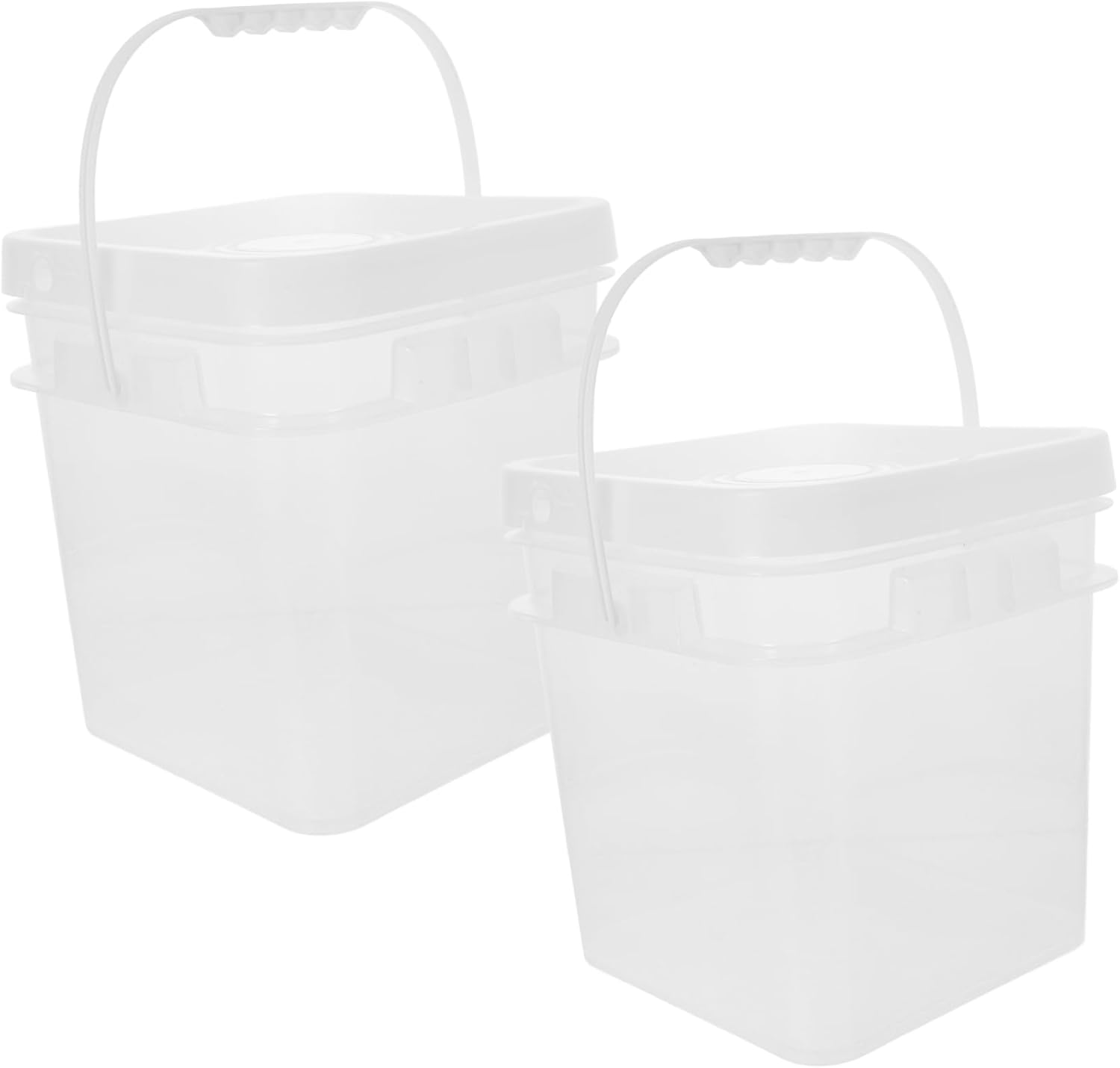 2PCS Food Grade Airtight Storage Buckets Dog Food Container with Lid Multi Use Dry Storage for Pet Snacks Grains and Flour Transparent Design