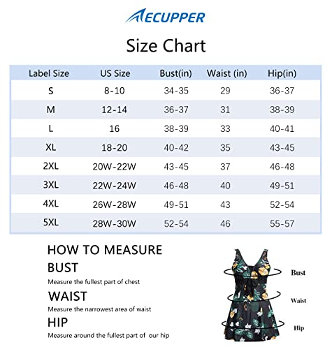 Ecupper Womens One Piece Swimdress Plus Size Shaping Body Swimsuits Printed Skirt Swimwear With Short Dark Green Us 12/14 #TOP5