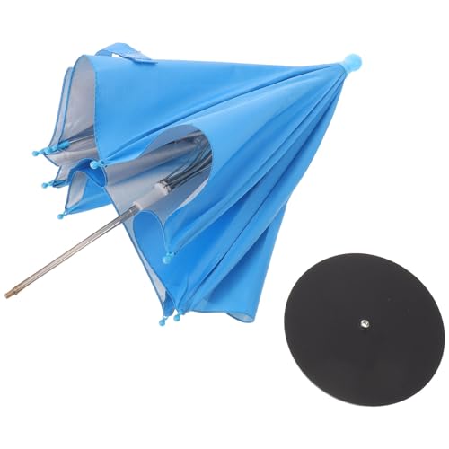 Mini Outdoor Table Umbrella with Acrylic Base Quick Setup Blue Sun Shade